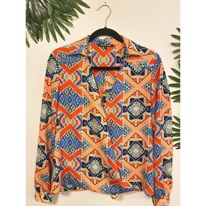 Gianni Bini Geometric Print Long Sleeve Blouse
